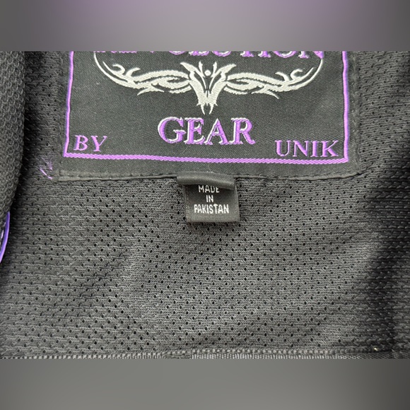 Women's Revolution Gear Biker Motorcycle Jacket With Purple Embroidered Wings - Picture 10 of 13